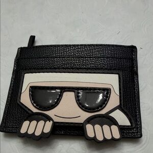Karl Lagerfeld Black Leather Card Holder